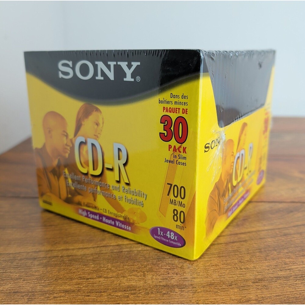 Sony CD-R Sealed 30 Pack Recordable 700 MB / 80 min Slim Jewel Case Vtg New